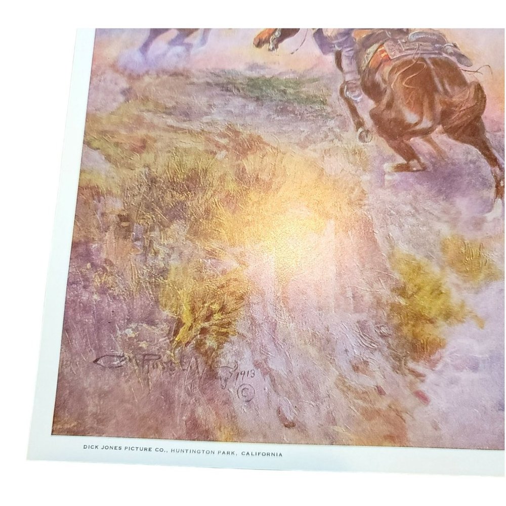 Charles M. Russell Art Prints Bronc to Breakfast + Wild Horse Hunters LI510 - Picture 4 of 7